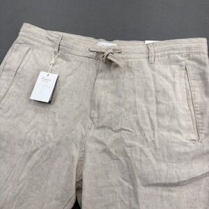 Porter & Ash Linen Blend Pants Mens 36 (38act)Washable Slim Fit Drawstring Beige